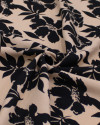 Tecido Viscose Macro Floral Abstrato Preto e Nude