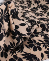 Tecido Viscose Macro Floral Abstrato Preto e Nude