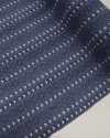 Tecido Linho Misto Estampado Corações e Poá Branco e Azul Jeans