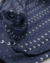 Tecido Linho Misto Estampado Corações e Poá Branco e Azul Jeans