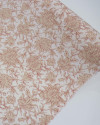 Tecido Linho Misto Estampado Macro Floral Indiano Bege e Offwhite
