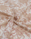 Tecido Linho Misto Estampado Macro Floral Indiano Bege e Offwhite