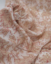 Tecido Linho Misto Estampado Macro Floral Indiano Bege e Offwhite