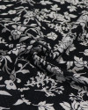 Tecido Linho Misto Estampado Arabesco Floral Branco e Preto Mescla