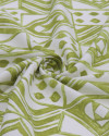Tecido Linho Misto Estampado Multi Estampa Verde Abacate e Branco