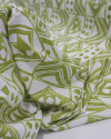 Tecido Linho Misto Estampado Multi Estampa Verde Abacate e Branco