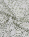 Tecido Linho Misto Estampado Quadriculado Tropical Verde e Offwhite