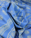 Tecido Crepe Koshibo Listras Étnicas Creme e Azul Bebê