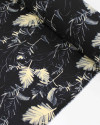 Tecido Crepe Koshibo Folhagens Creme e Preto