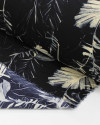 Tecido Crepe Koshibo Folhagens Creme e Preto