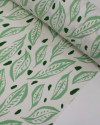 Tecido Crepe Koshibo Macro Folhas Tons de Verde e Branco
