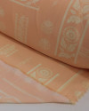 Tecido Crepe Koshibo Listras Étnicas Creme e Salmão
