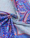 Tecido Tactel Fino Multi Barrado Vertical Estampado Azul, Roxo e Cinza
