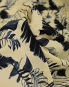 Tecido Crepe Koshibo Folhas Pretas e Creme