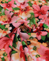 Tecido Viscose Texturizada Tapete Floral Colorido e Preto