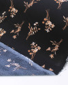 Tecido Crepe Koshibo Micro Buque Floral Cobre e Preto