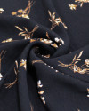 Tecido Crepe Koshibo Micro Buque Floral Cobre e Preto