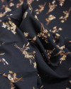 Tecido Crepe Koshibo Micro Buque Floral Cobre e Preto