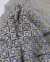 Tecido Crepe Chiffon Grosso Estampa Multi Geométrica Azul, Verde e Bege