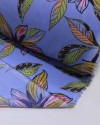 Tecido Crepe Koshibo Ramos e Flores Verde e Tons de Azul