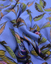Tecido Crepe Koshibo Ramos e Flores Verde e Tons de Azul