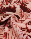 Tecido Crepe Koshibo Folhagens Marsala e Salmão