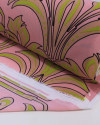 Tecido Crepe Koshibo Macro Arabescos Verde, Bege e Rosa Claro