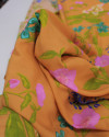 Tecido Viscose Jardim Floral Colorido e Laranja
