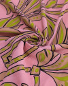 Tecido Crepe Koshibo Macro Arabescos Verde, Bege e Rosa Claro