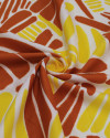Tecido Crepe Sarjado Riscos Caramelo, Amarelo e Branco