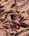 Tecido Crepe Koshibo Ramos Abstratos Entre Lisras Marrom, Lilás e Salmão