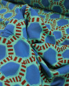 Tecido Viscose Colmeias Azul, Marrom e Verde