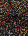 Tecido Crepe Koshibo Leve Tapete Floral Colorido e Preto