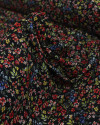 Tecido Crepe Koshibo Leve Tapete Floral Colorido e Preto