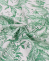 Tecido Linho Misto Estampado Macro Vegetação Verde e Branco