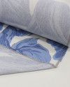 Tecido Linho Misto Estampado Macro Folhas Tons de Azul e Branco