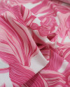 Tecido Linho Misto Estampado Macro Folhas Tons de Rosa e Branco