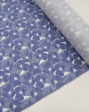 Tecido Linho Misto Estampado Tapete Floral Azul e Branco