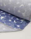Tecido Linho Misto Estampado Tapete Floral Azul e Branco