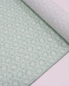 Tecido Linho Misto Estampado Mandalas e Flores Branco e Verde Menta