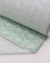 Tecido Linho Misto Estampado Mandalas e Flores Branco e Verde Menta