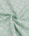 Tecido Linho Misto Estampado Mandalas e Flores Branco e Verde Menta