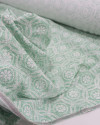 Tecido Linho Misto Estampado Mandalas e Flores Branco e Verde Menta
