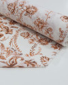 Tecido Cambraia de Algodão Ramos em Cashmere Branco e Cobre