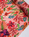 Tecido Crepe GGT Italiano Campo Floral Colorido e Tons de Rosa