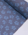 Tecido Viscose Texturizada Campo Floral Abstrato em Listras Pontilhadas Marrom e Azul