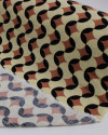 Tecido Viscose Texturizada Poá Estampado Preto, Creme e Castanho