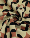 Tecido Viscose Texturizada Poá Estampado Preto, Creme e Castanho