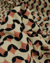 Tecido Viscose Texturizada Poá Estampado Preto, Creme e Castanho