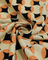 Tecido Viscose Texturizada Poá Estampado Argila, Creme e Preto